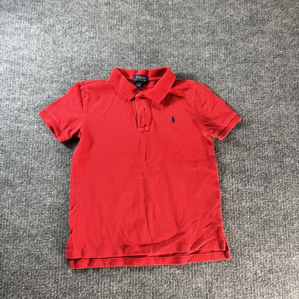 Polo Ralph Lauren Polo Shirt Boys 7 Red Short Sleeve Pony Logo Knit Casual‎